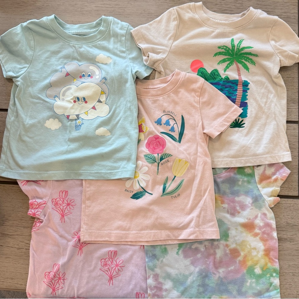 Toddler Girl Shirt Bundle 18M Cat & Jack - 5 Short Sleeve Tops Spring Summer